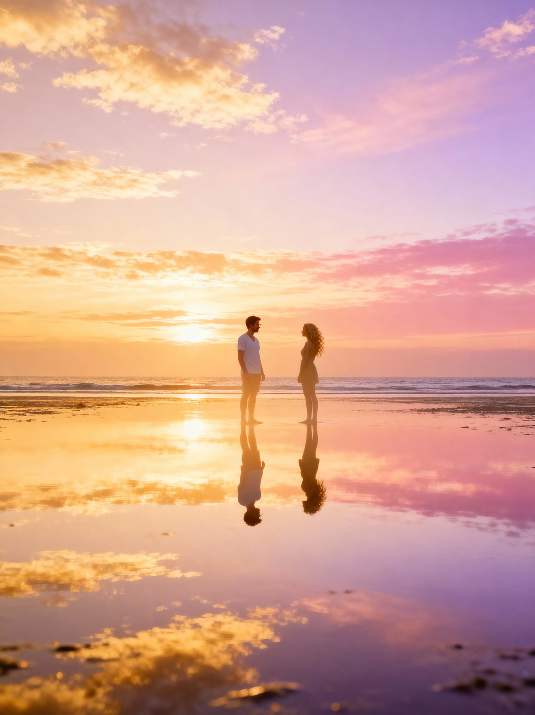 Between Words cover — two silhouettes in gold light at low tide.